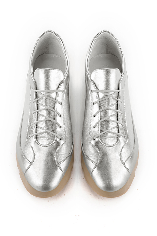 Light silver women's elegant sneakers.. Top view - Florence KOOIJMAN
